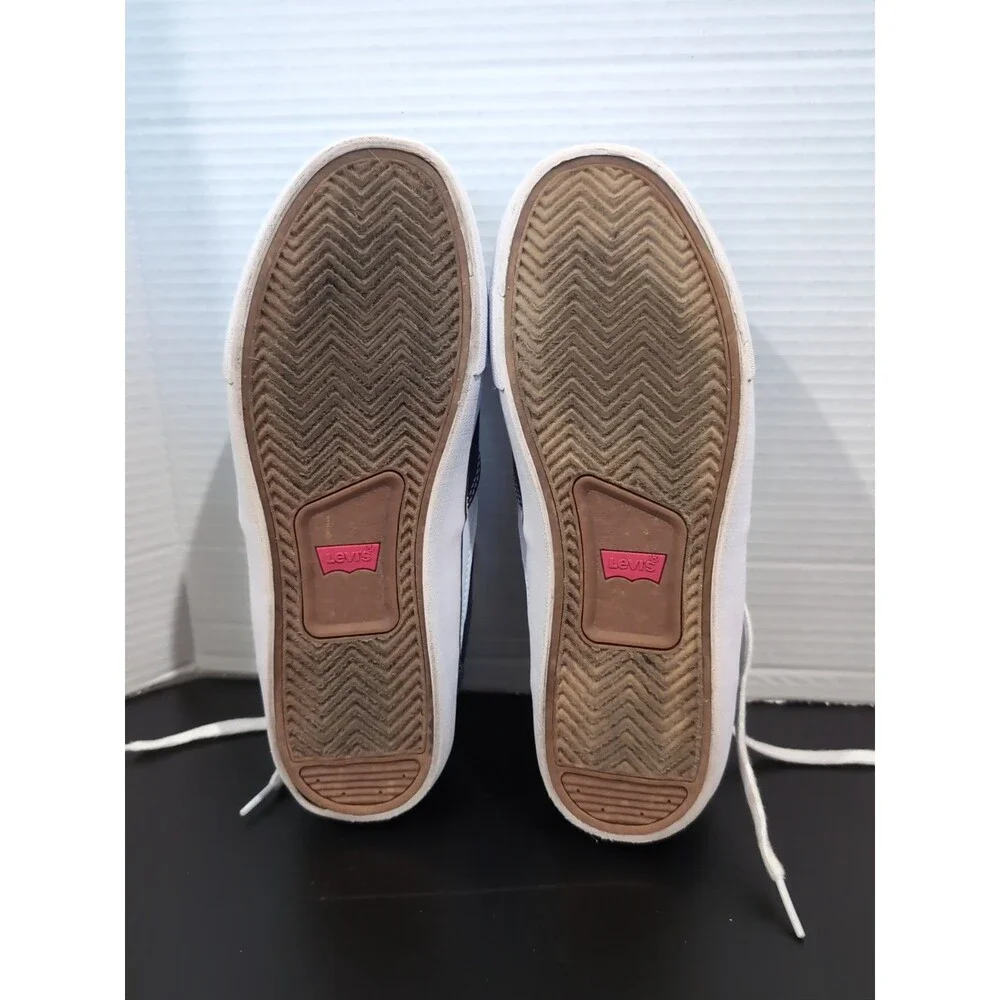 LEVI'S LANCE CANVAS SNEAKERS WOMEN'S SIZE 8.5 CUSHION INSOLE NAVY WHITE EUC
